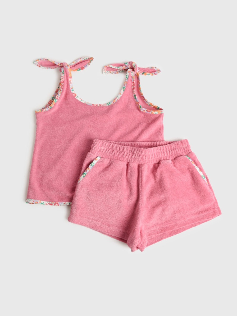Minnow Brand Girls' French Terry Tie-Knot Tank Top Set - Size 2T